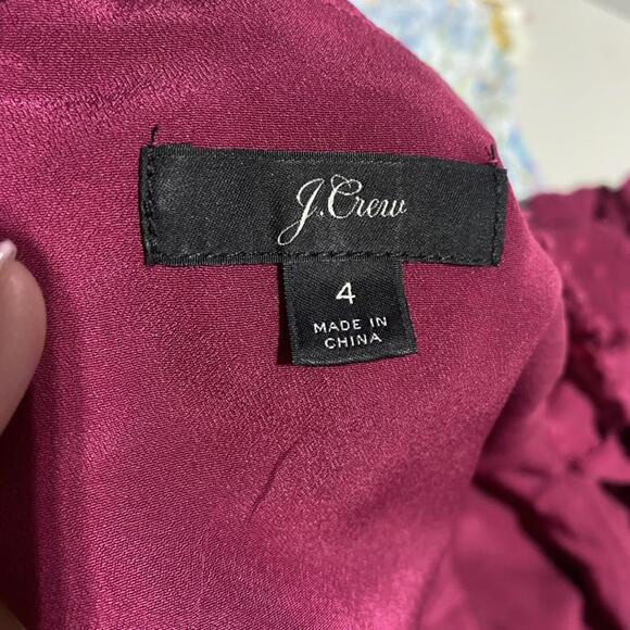 J. Crew Tailored  Maroon Mini Skirt Buttons 6 Excellent Stretch Asymmetrical - Picture 3 of 6